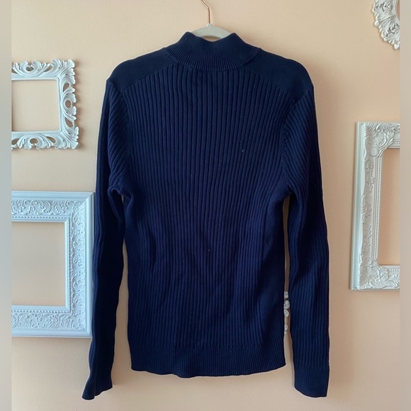 Express Men’s Quarter Zip Sweater Blue Size Medium - Picture 4 of 6